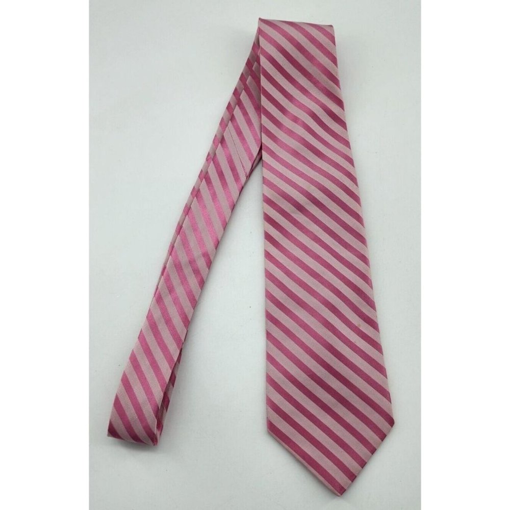 MURANO Pink Striped 100% Silk Extra Long Neck Tie USA MADE